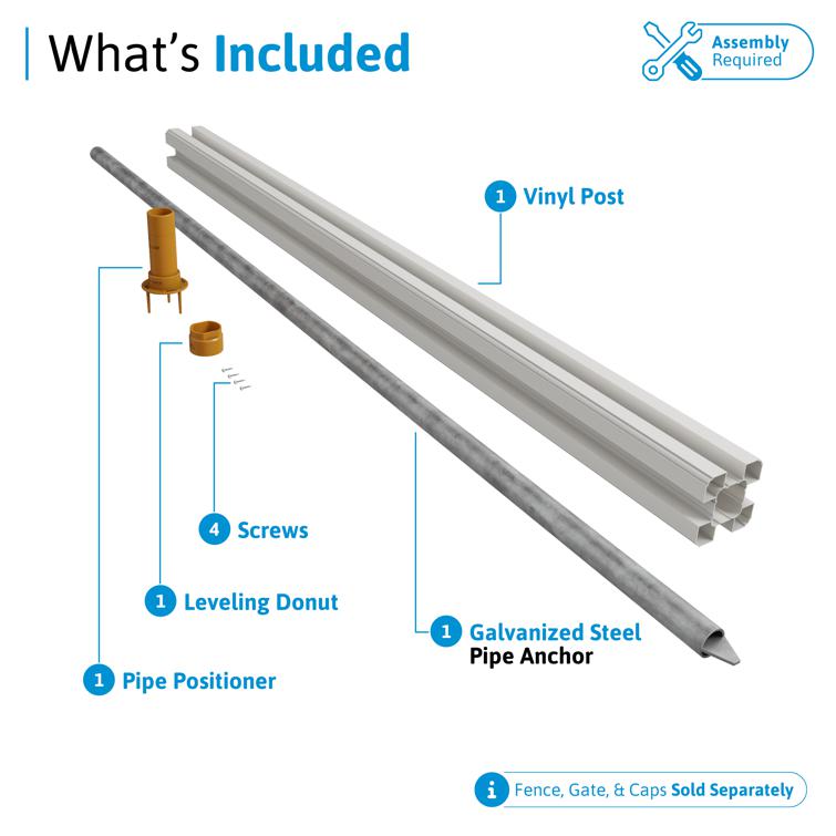 6ft. Vinyl Post + No-Dig Anchor System | WamBam Fence